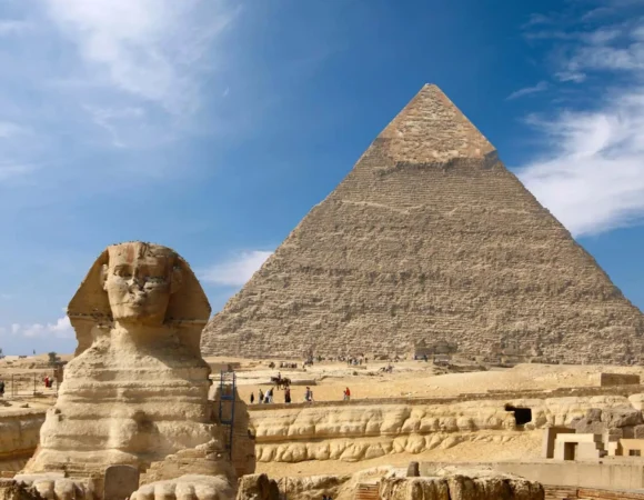 Giza pyramids and sphinx